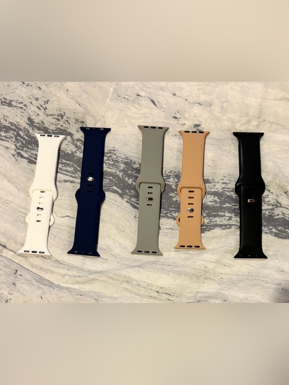 Silicone Watch Bands - White, Navy, Gray, Tan, Black (5 Pack)